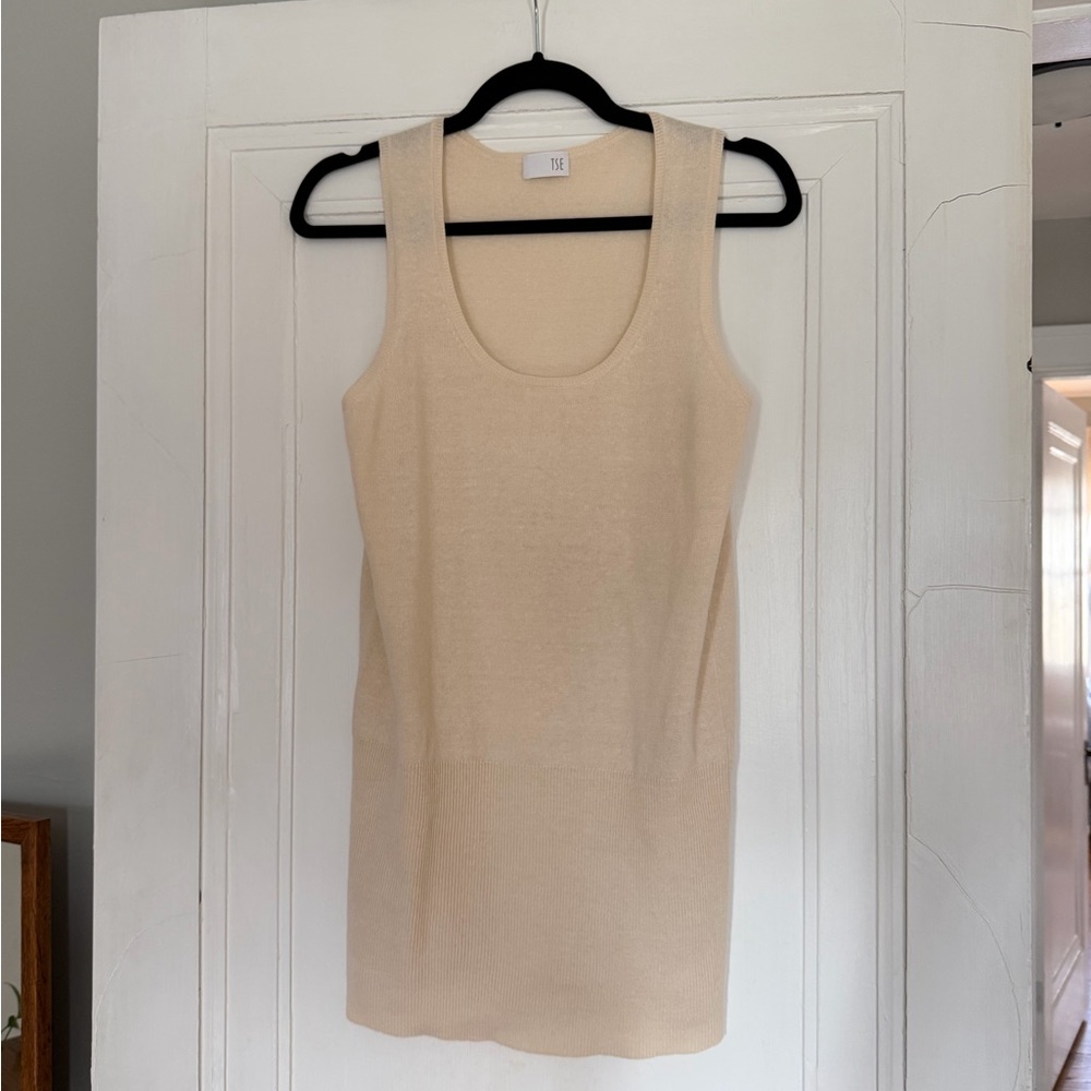 TSE Cream Cashmere & Linen Sleeveless Knit Top